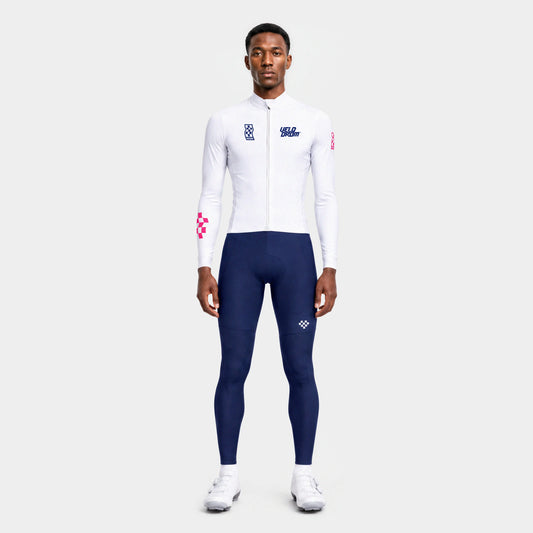 VELODROM RaceDay 3.0 Thermal Long Sleeve Jersey - White/Navy — front full length