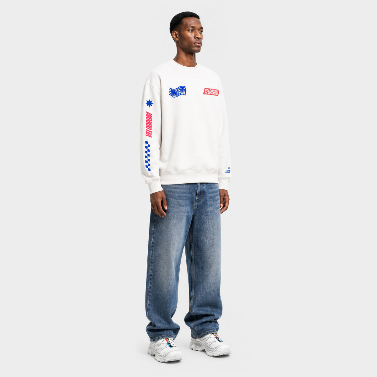 VELODROM Raceday Sweater - Wit/Blue/Red