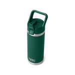 YETI Rambler 18oz/532m Bottle with Straw Cap - Black Forest Green