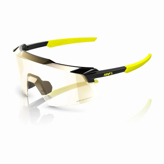 RIDE 100% Aerocraft Sunglasses - Gloss Metallic Negre / Gold Mirror Photochromic Lens