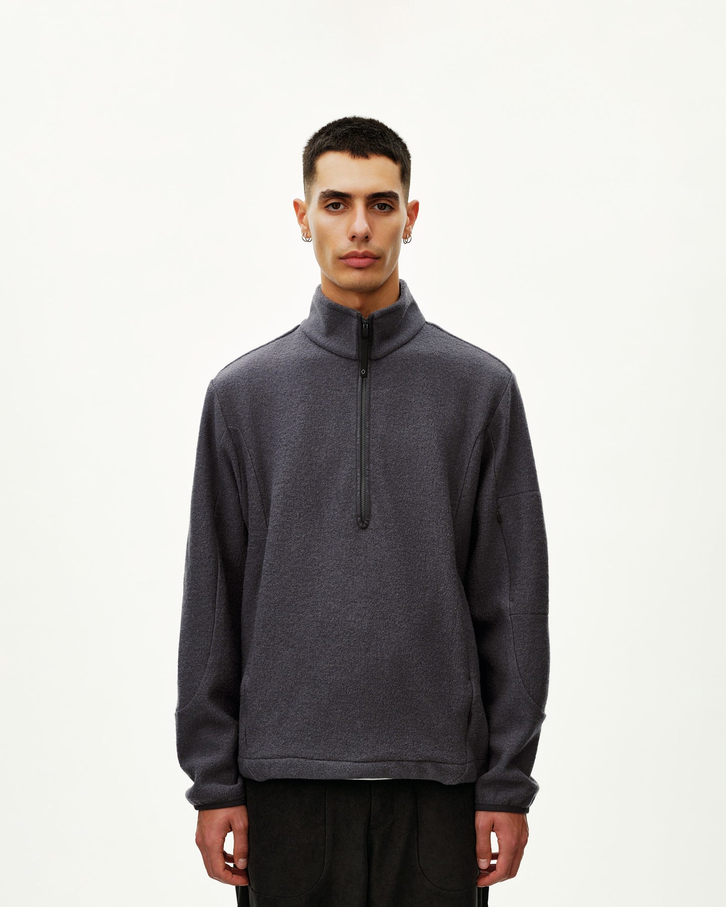 PAS NORMAL STUDIOS Off Race Boiled Wool Half Zip - Steel