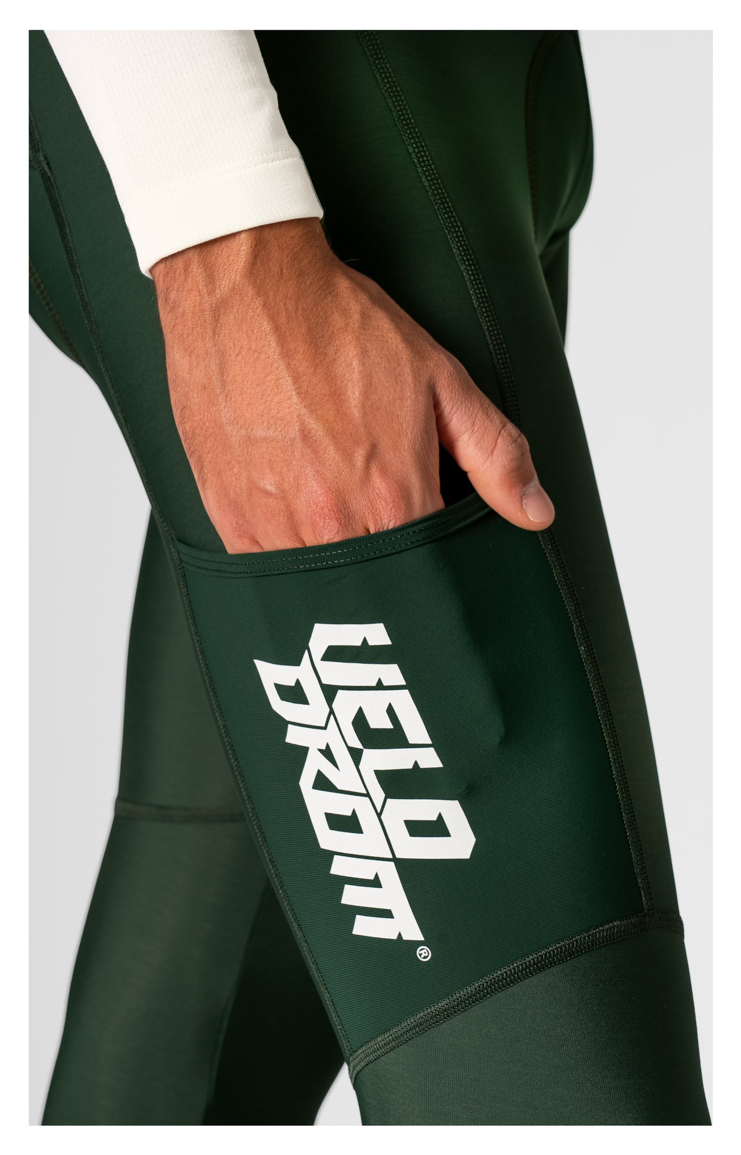 VELODROM RaceDay 3.0 Thermal Cargo Bib Tights  - Pine Groove/White