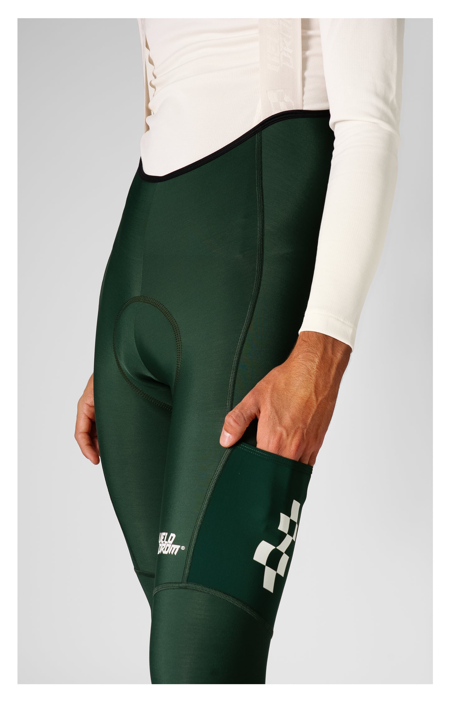 VELODROM RaceDay 3.0 Thermal Cargo Bib Tights  - Pine Groove/White