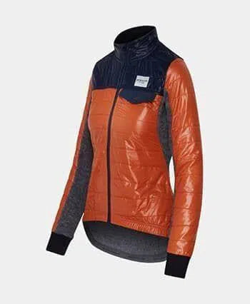 CAFE DU CYCLISTE Albertine Women Thermal Jacket - Orange/Navy-Jackets-3700955356456