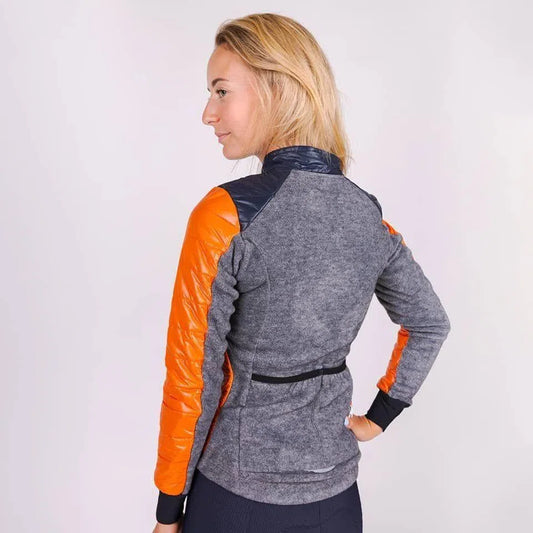CAFE DU CYCLISTE Albertine Women Thermal Jacket - Orange/Navy-Jackets-3700955356456