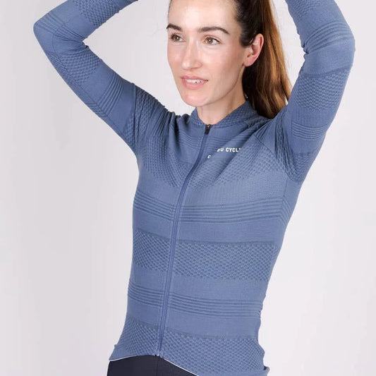 CAFE DU CYCLISTE Corinne Woman Long Sleeve Jersey - Denim Blue-Women Long Sleeve Jerseys-