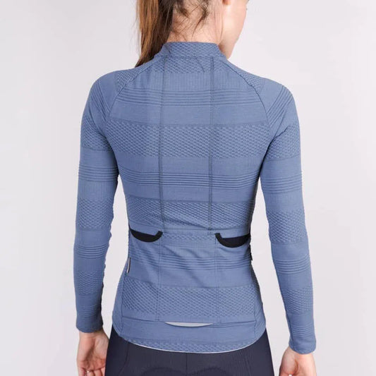 CAFE DU CYCLISTE Corinne Woman Long Sleeve Jersey - Denim Blue-Women Long Sleeve Jerseys-55353990