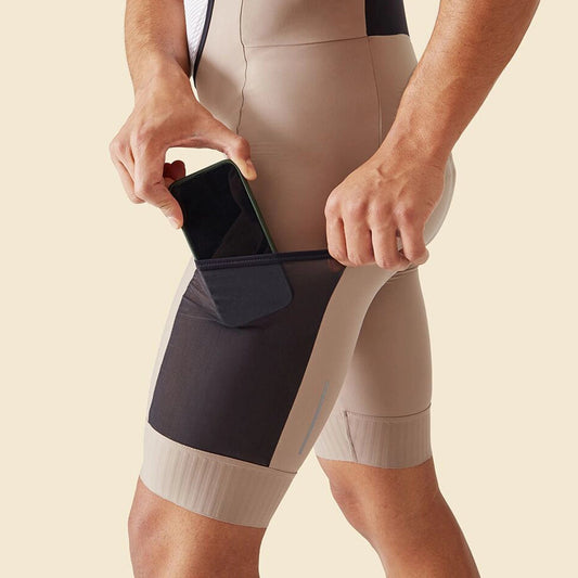 CAFE DU CYCLISTE Eva V2 Cycling Cargo Bib Short - Oyster Grey-Bib Shorts-