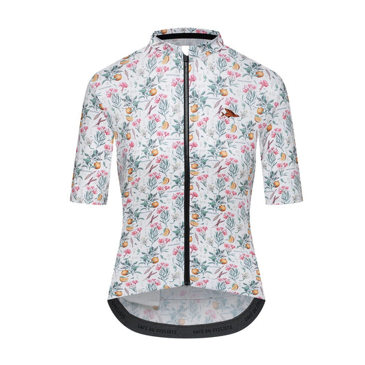 CAFE DU CYCLISTE Fleurette V2 Women's Jersey - Orange Blossom White-Women Jerseys-3700955400746