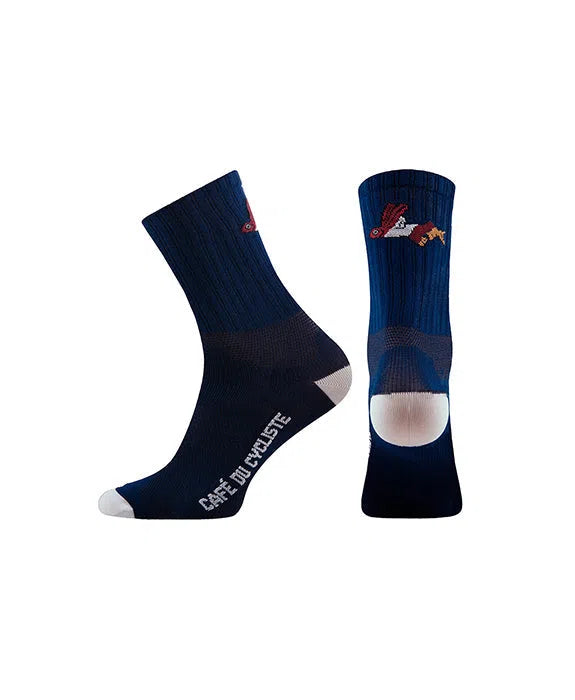 CAFE DU CYCLISTE Fly Fish Socks - Navy-Cycling Socks-