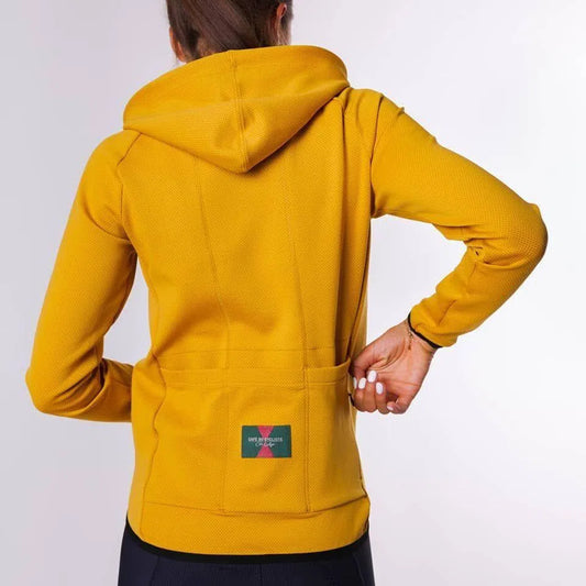 CAFE DU CYCLISTE Solenne Gravel Hoodie - Amber-Long Sleeve Jerseys-3700955359914