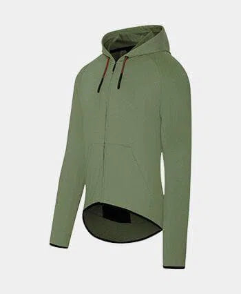 CAFE DU CYCLISTE Solenne Gravel Hoodie - Gunmetal Green-Long Sleeve Jerseys-