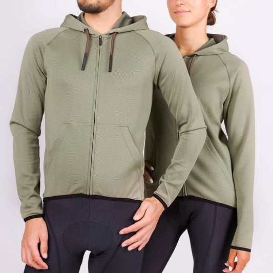 CAFE DU CYCLISTE Solenne Gravel Hoodie - Gunmetal Green-Long Sleeve Jerseys-