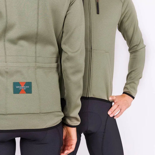 CAFE DU CYCLISTE Solenne Gravel Hoodie - Gunmetal Green-Long Sleeve Jerseys-3700955359853
