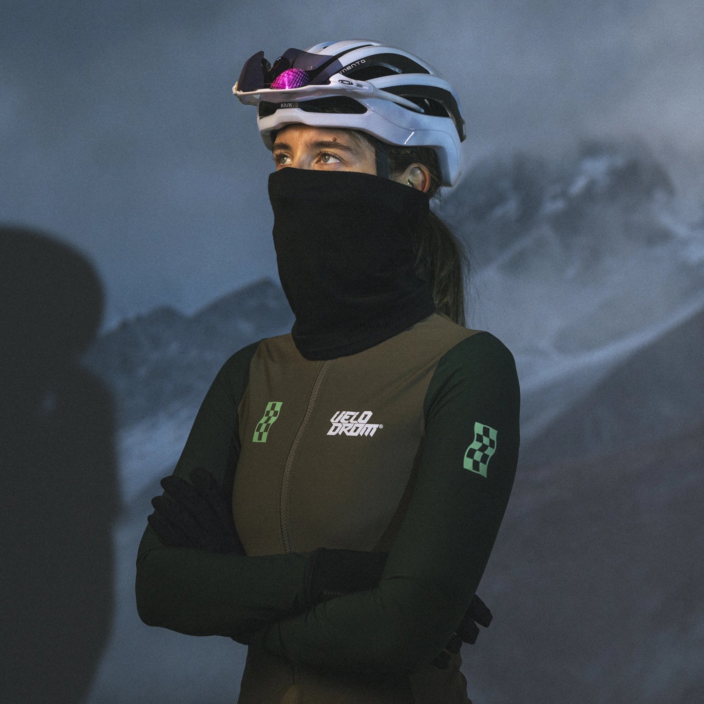 VELODROM RaceDay Thermal Langarmtrikot  - Dark Olive/Pine Groove Dual Sleeves