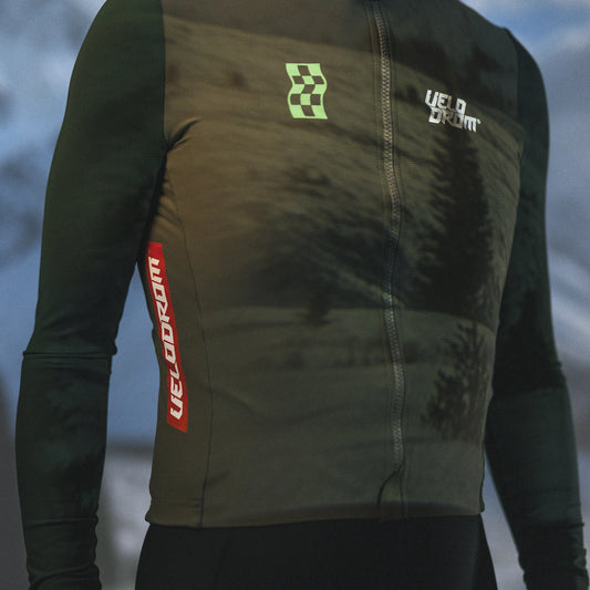VELODROM RaceDay Thermal Maillot Ciclismo Manga Larga  - Dark Olive/Pine Groove Dual Sleeves