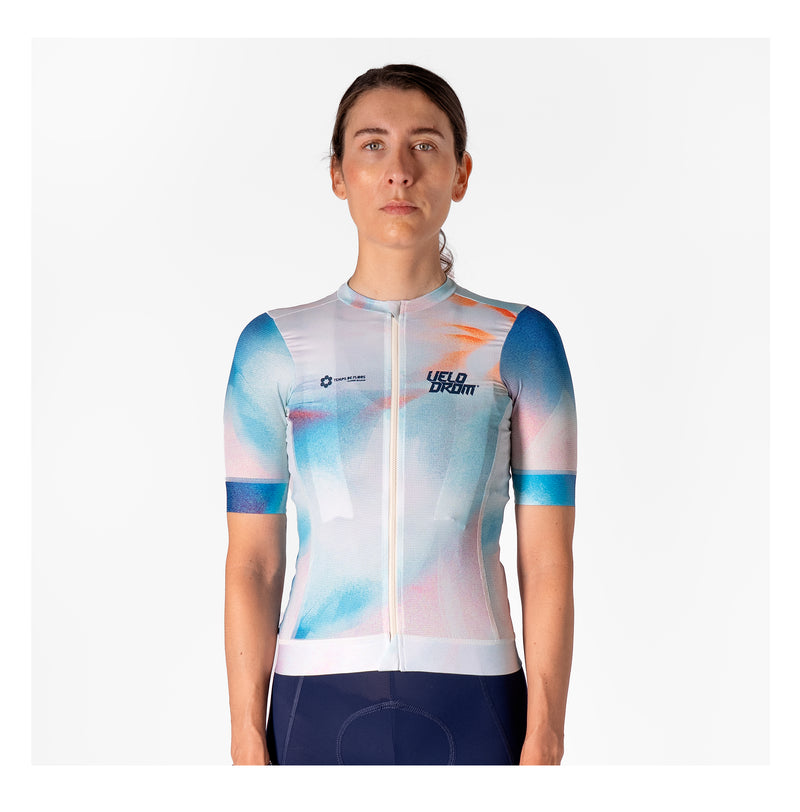 VELODROM Raceday 3.0 Temps de Flors 2025 Limited Edition Unisex Maglia ciclismo - Celeste /Light Red/Green