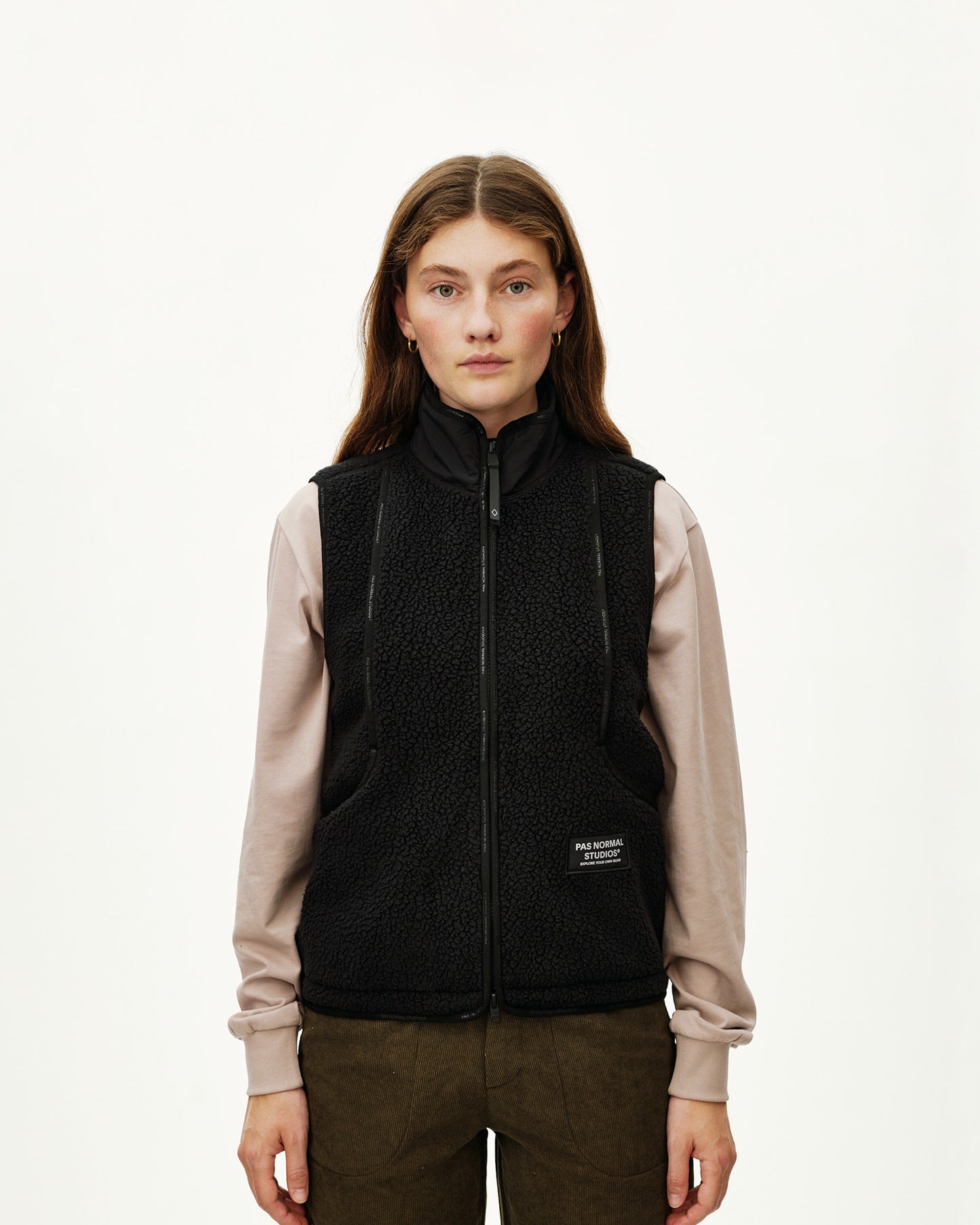 PAS NORMAL STUDIOS Dona Off Race Pile Fleece Chaleco de ciclisme - Negre