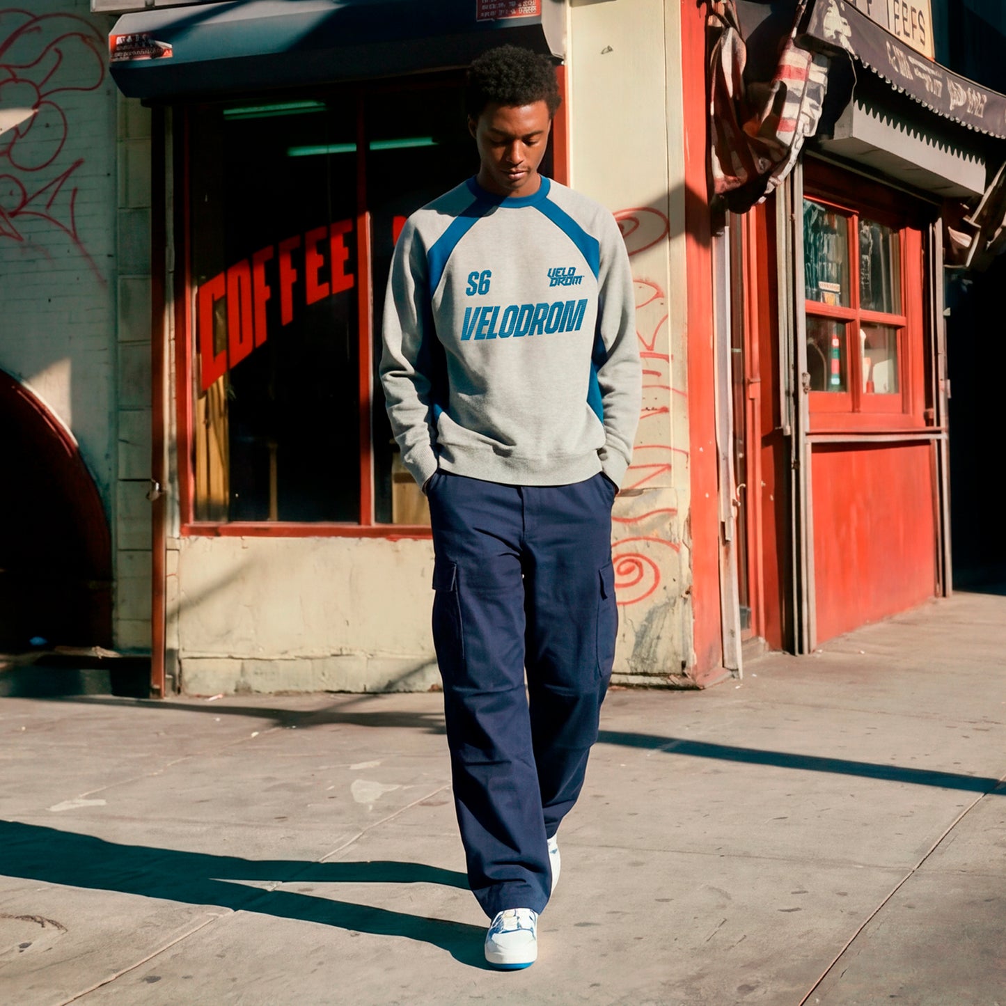 VELODROM S6 Collection Retro Sweatshirt - Grey Blue