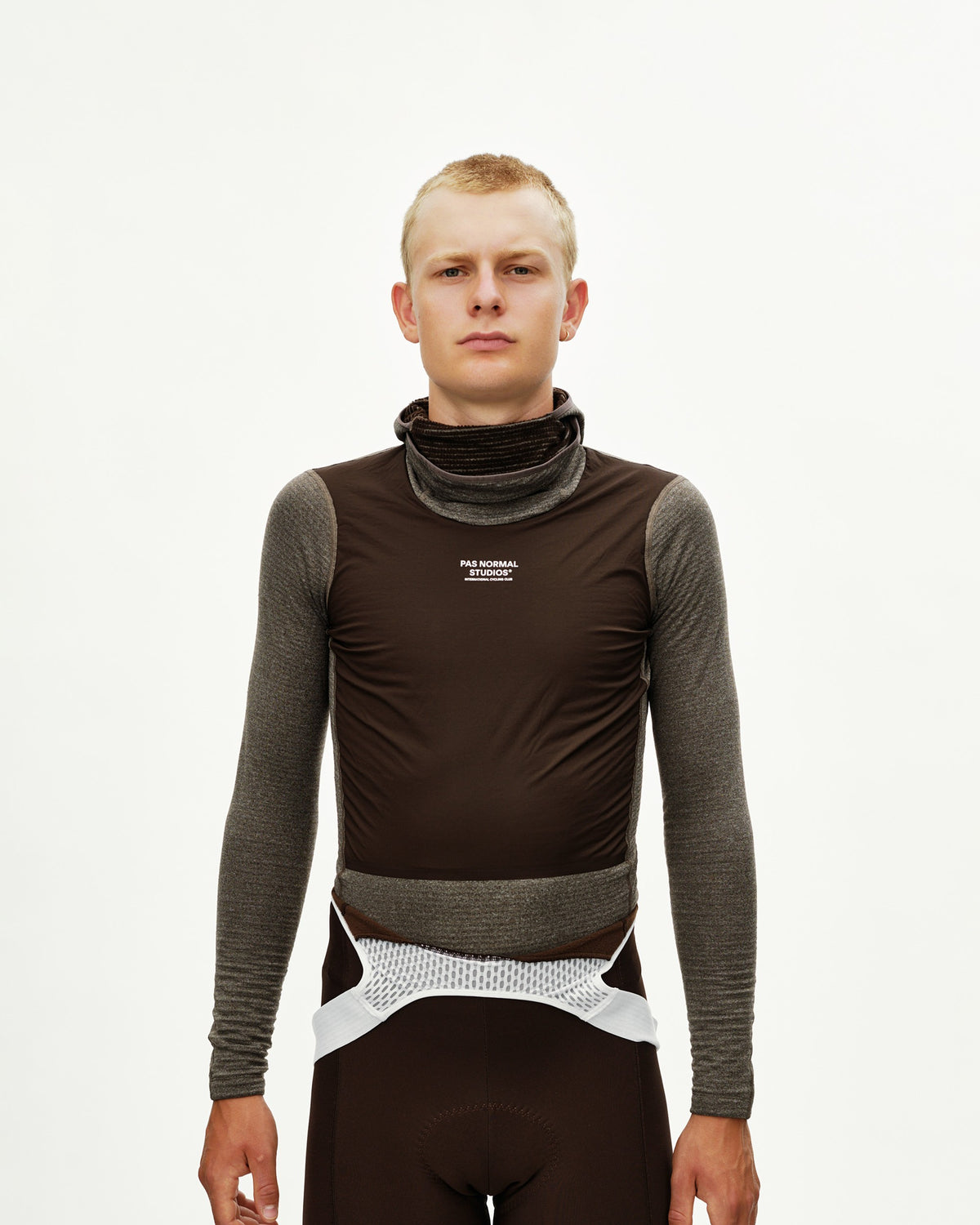 PAS NORMAL STUDIOS Men Thermal Hooded Windproof Baselayer - Dark Coffee
