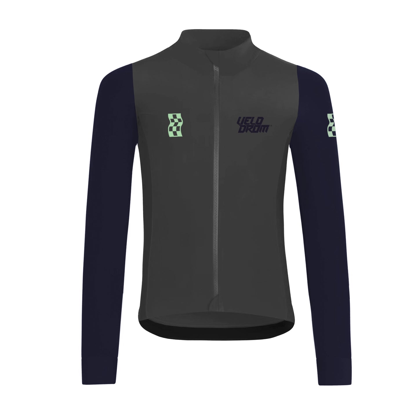 VELODROM RaceDay Thermal Langarmtrikot - Medium Grey/Navy Dual Sleeves
