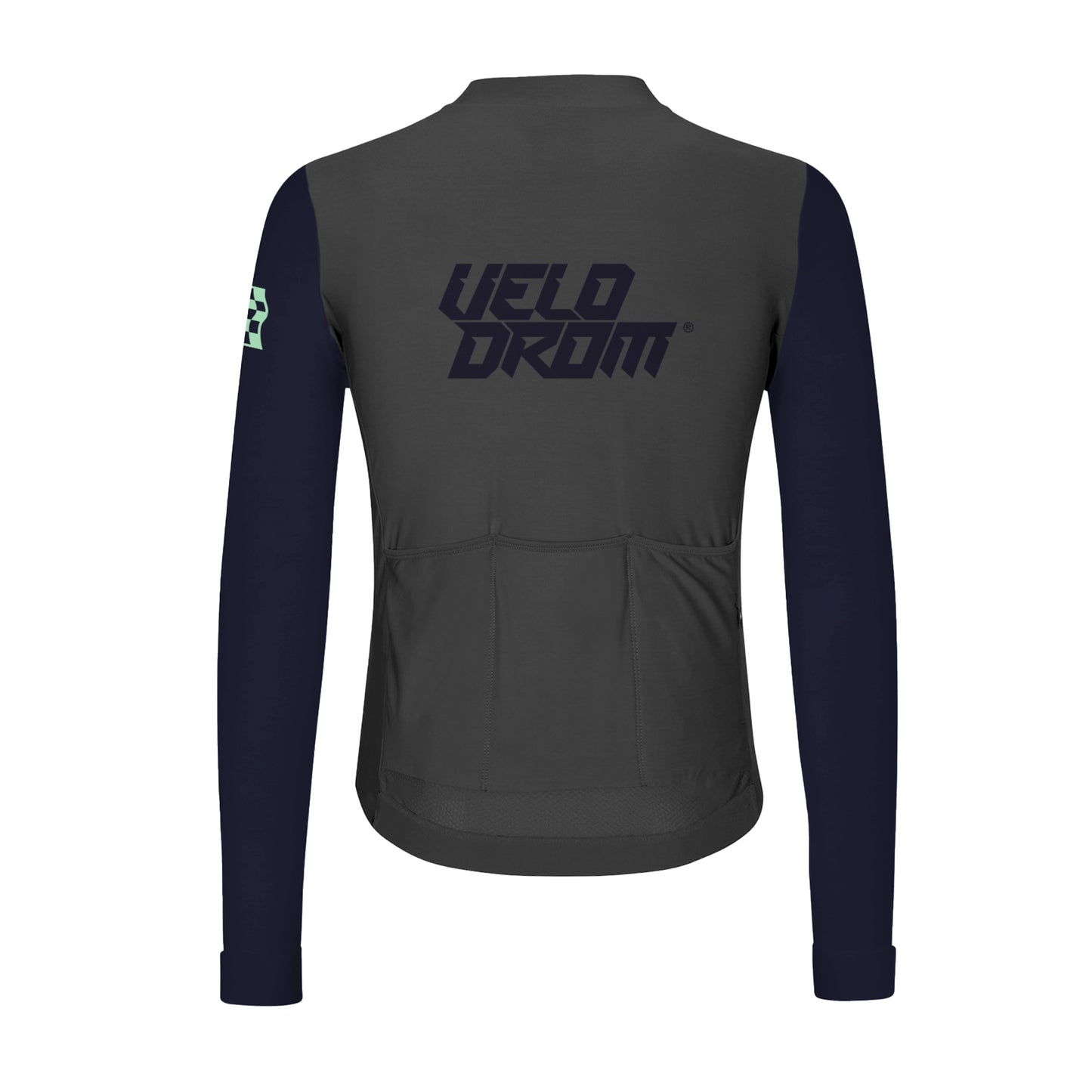 VELODROM RaceDay Thermal Langarmtrikot - Medium Grey/Navy Dual Sleeves