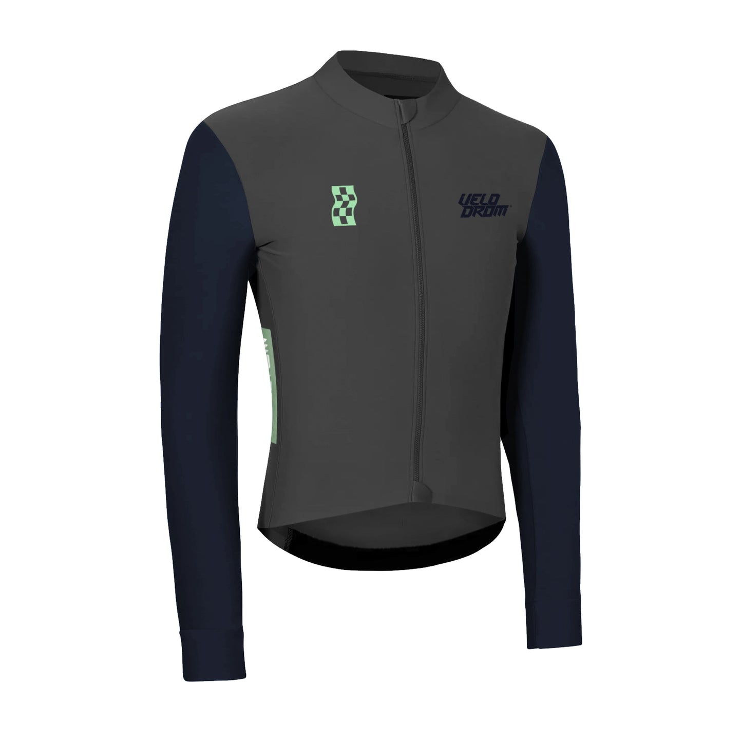 VELODROM RaceDay Thermal Langarmtrikot - Medium Grey/Navy Dual Sleeves
