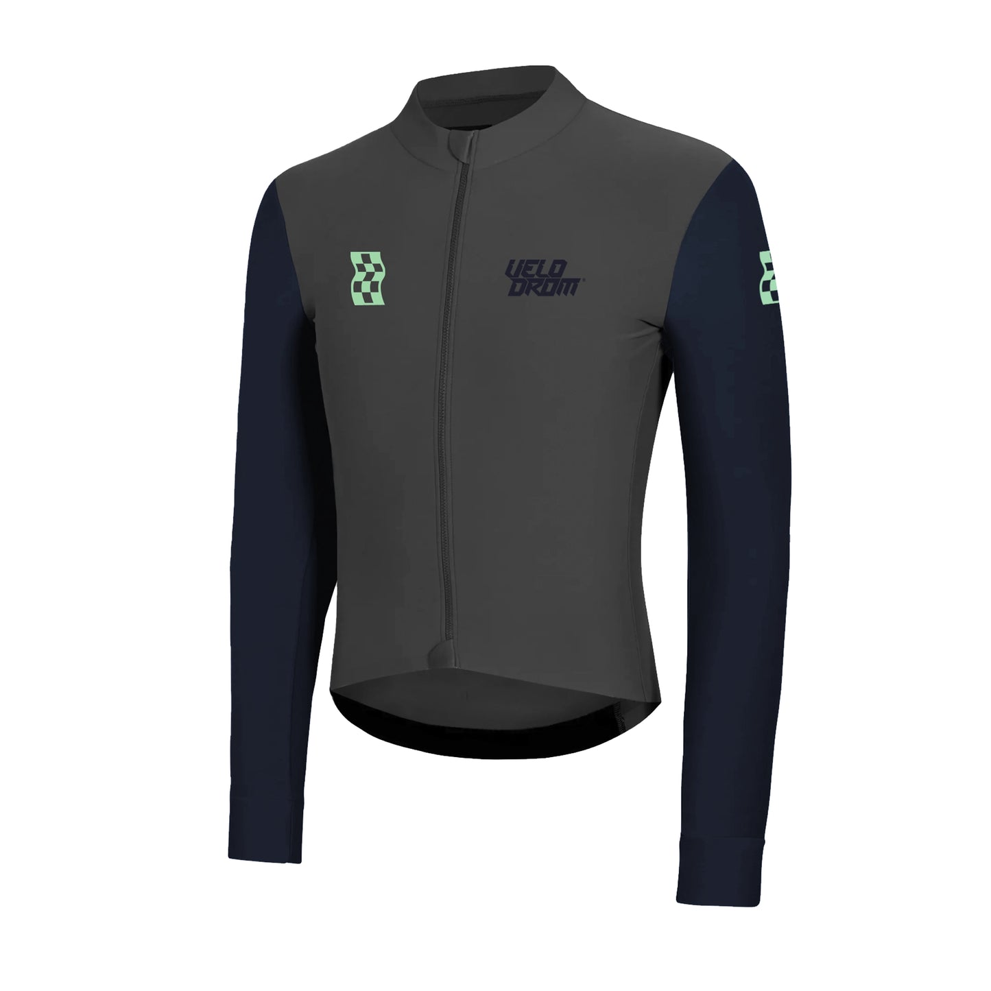 VELODROM RaceDay Thermal Langarmtrikot - Medium Grey/Navy Dual Sleeves