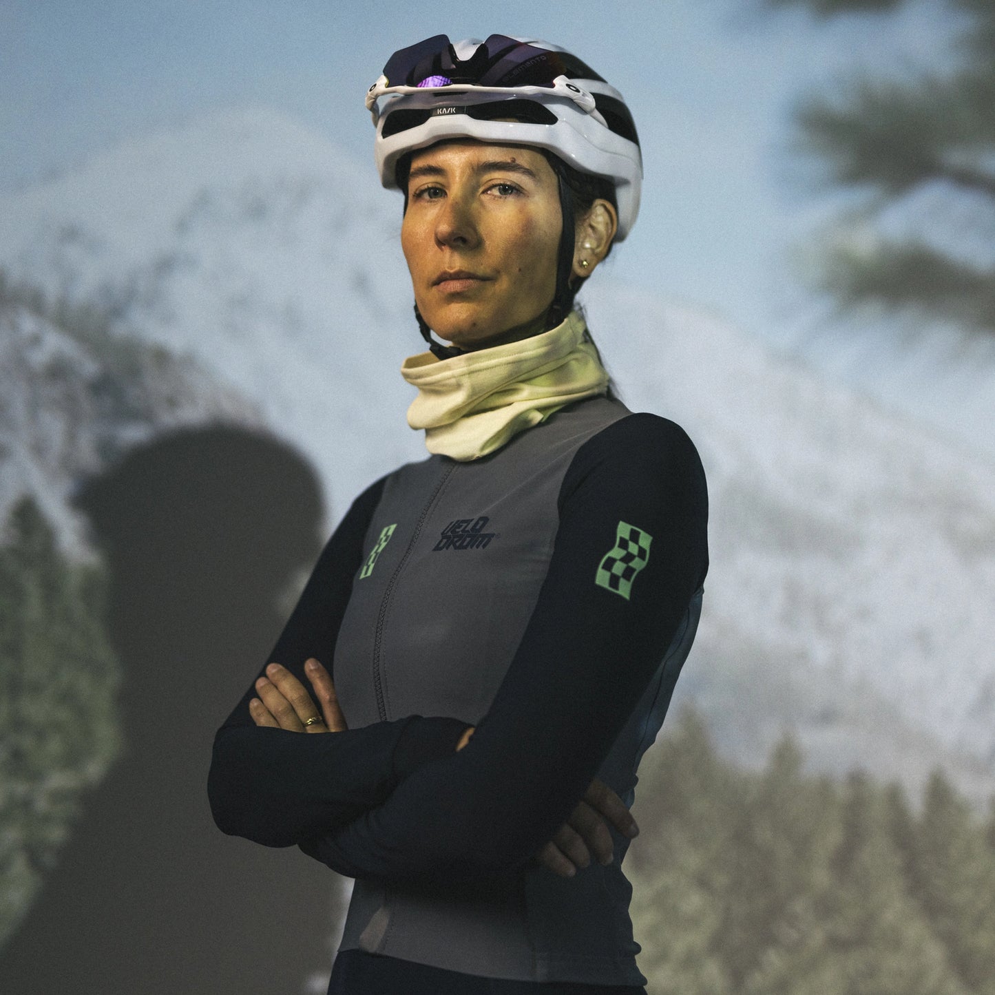 VELODROM RaceDay Thermal Langarmtrikot - Medium Grey/Navy Dual Sleeves