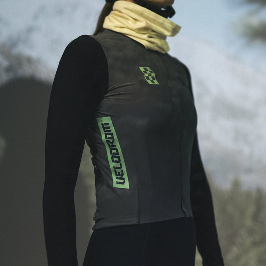 VELODROM RaceDay Thermal Maillot Ciclismo Manga Larga - Medium Grey/Navy Dual Sleeves