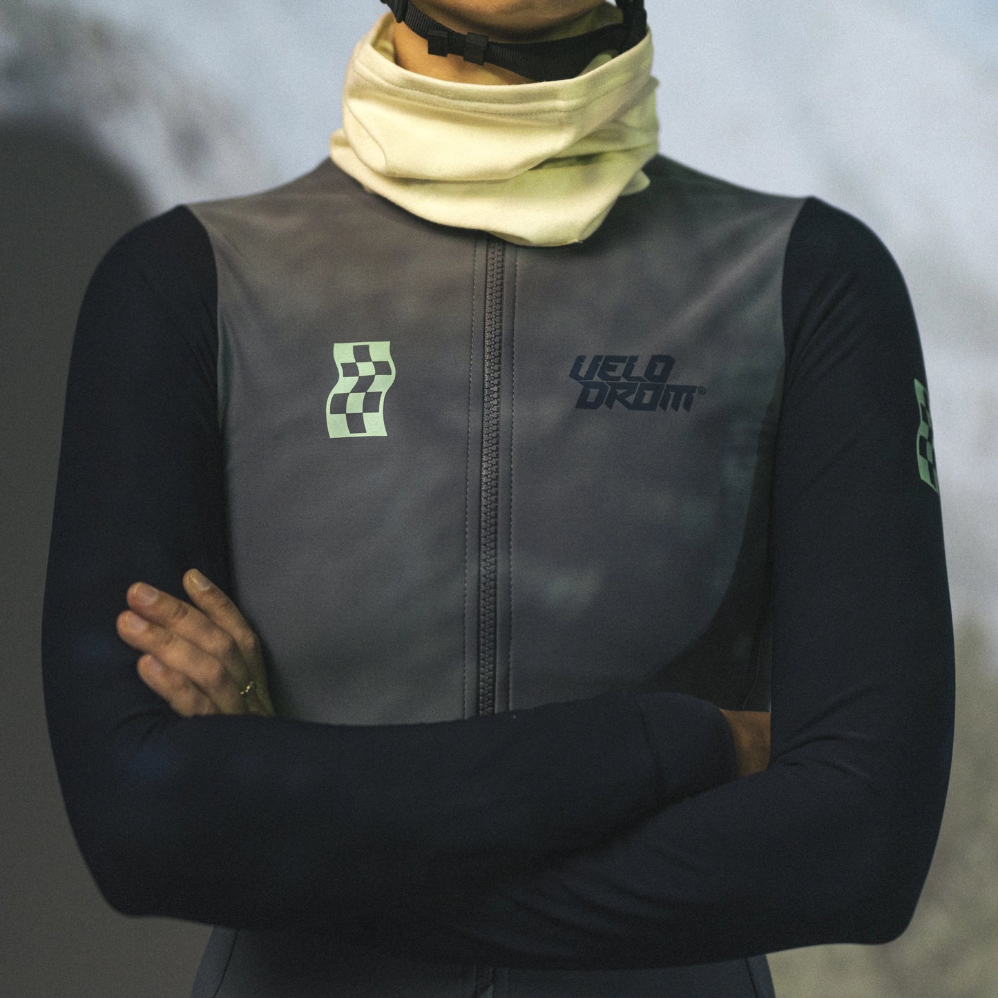 VELODROM RaceDay Thermal Langarmtrikot - Medium Grey/Navy Dual Sleeves