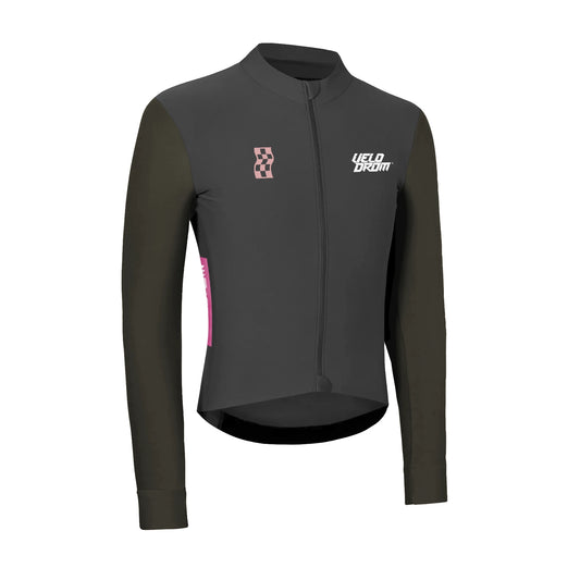VELODROM RaceDay Thermal Maillot Ciclismo Manga Larga - Dark Grey/Light Brown Dual Sleeves