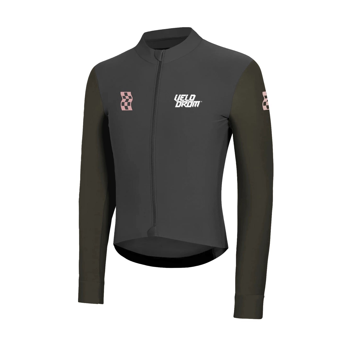 VELODROM RaceDay Thermal Langarmtrikot - Dark Grey/Light Brown Dual Sleeves