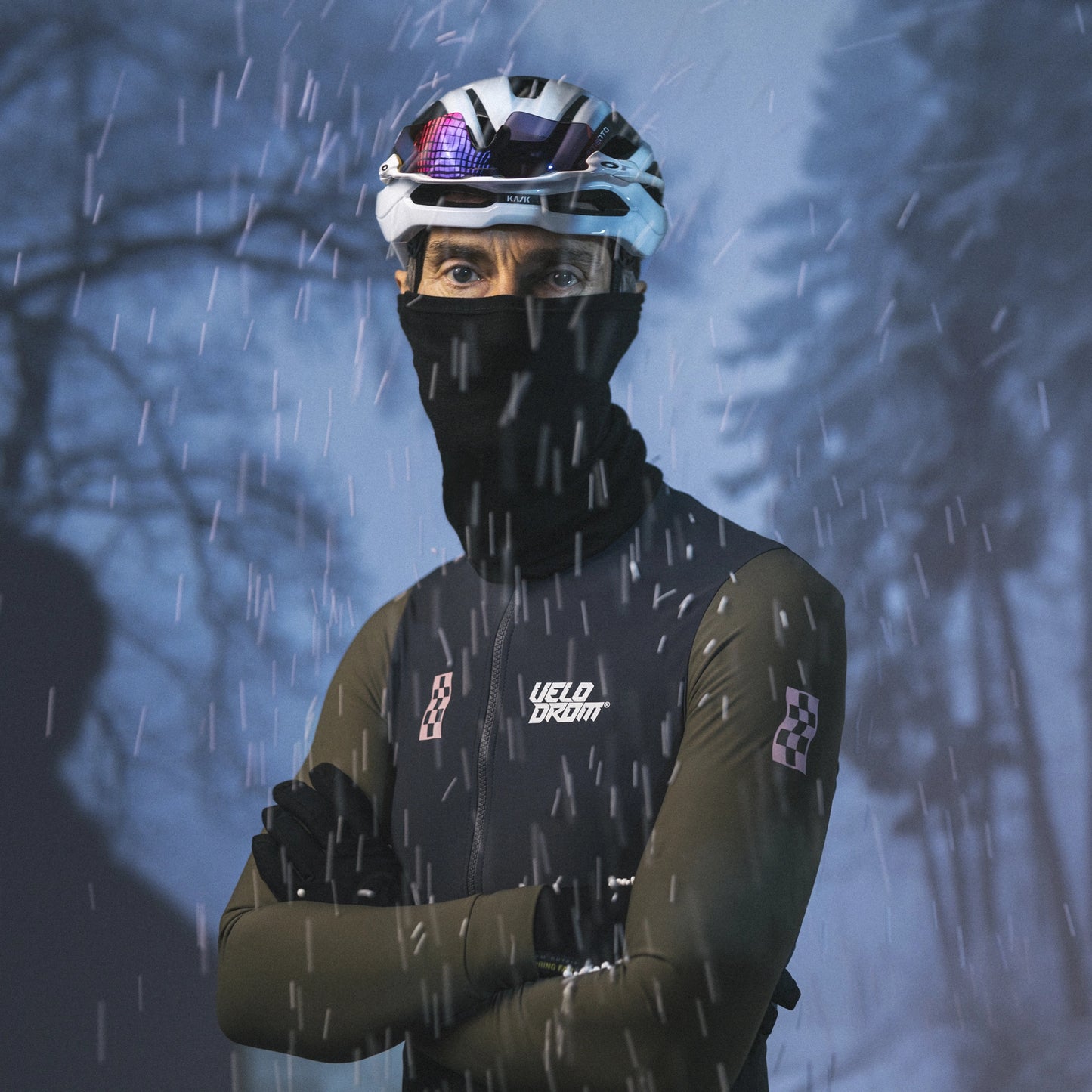 VELODROM RaceDay Thermal Langarmtrikot - Dark Grey/Light Brown Dual Sleeves