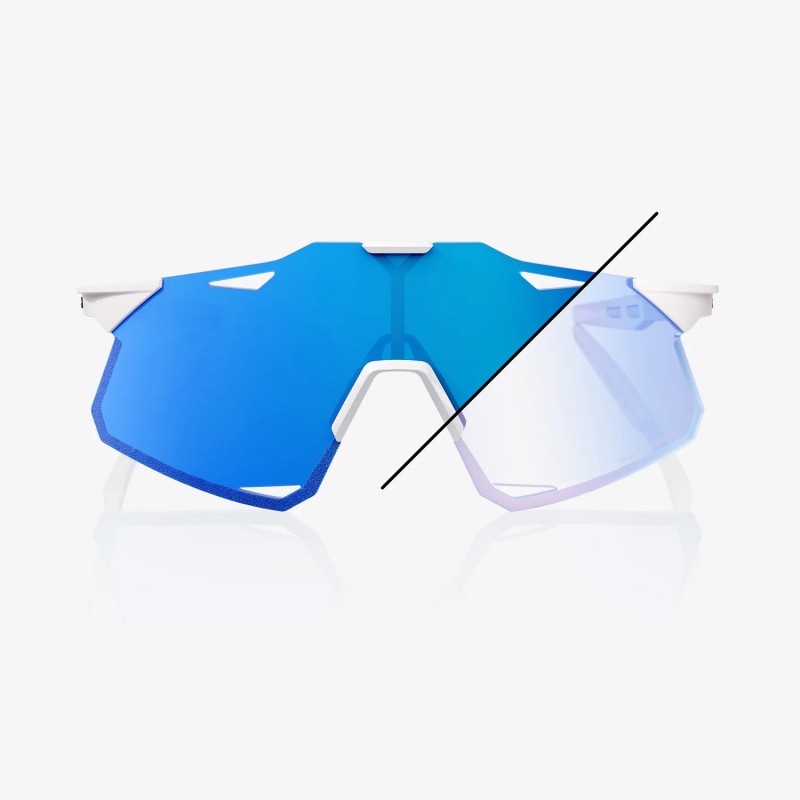 RIDE 100% Hypercraft Sunglasses - Bastille Pearl Blanc Glitter / Blue Mirror Photochromic Lens