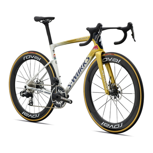 SPECIALIZED S-WORKS TARMAC SL9 LTD REMCO EVENEPOEL ROAD BIKE - GLOSS METALLIC WHITE SILVER / GOLD PEARL / DEEP BLUE