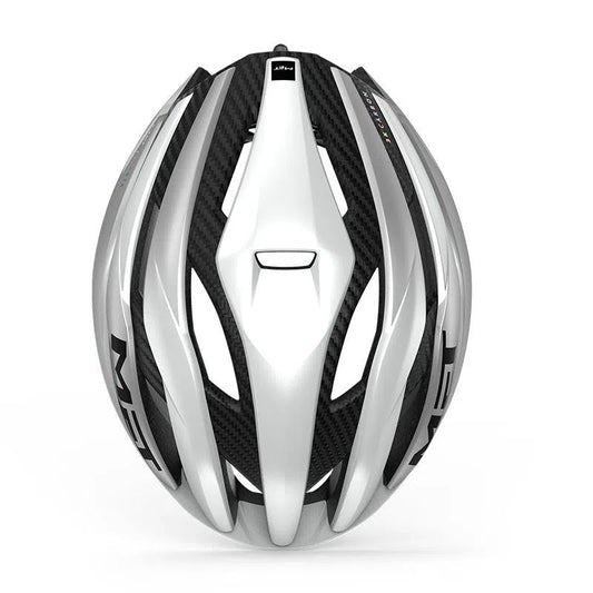 MET Trenta 3K Carbon MIPS Cycling Helmet - Silver/White-Velodrom CC