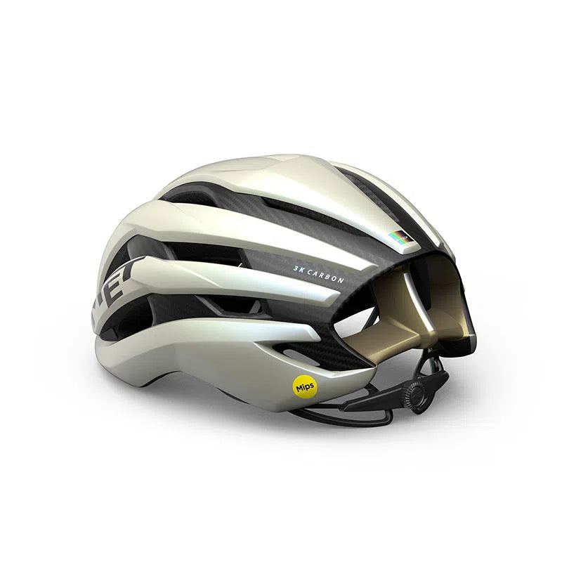 fahrradhelm gold matt MET Trenta 3K Carbon MIPS Cycling Helmet - Vanilla/Gold