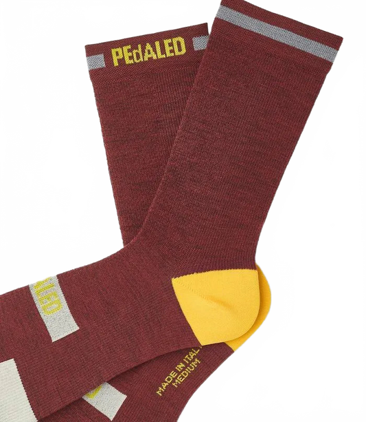 PEDALED Odyssey Merino Reflective Socks - Dark Red