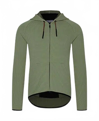 CAFE DU CYCLISTE Solenne Gravel Hoodie - Gunmetal Green-Long Sleeve Jerseys-