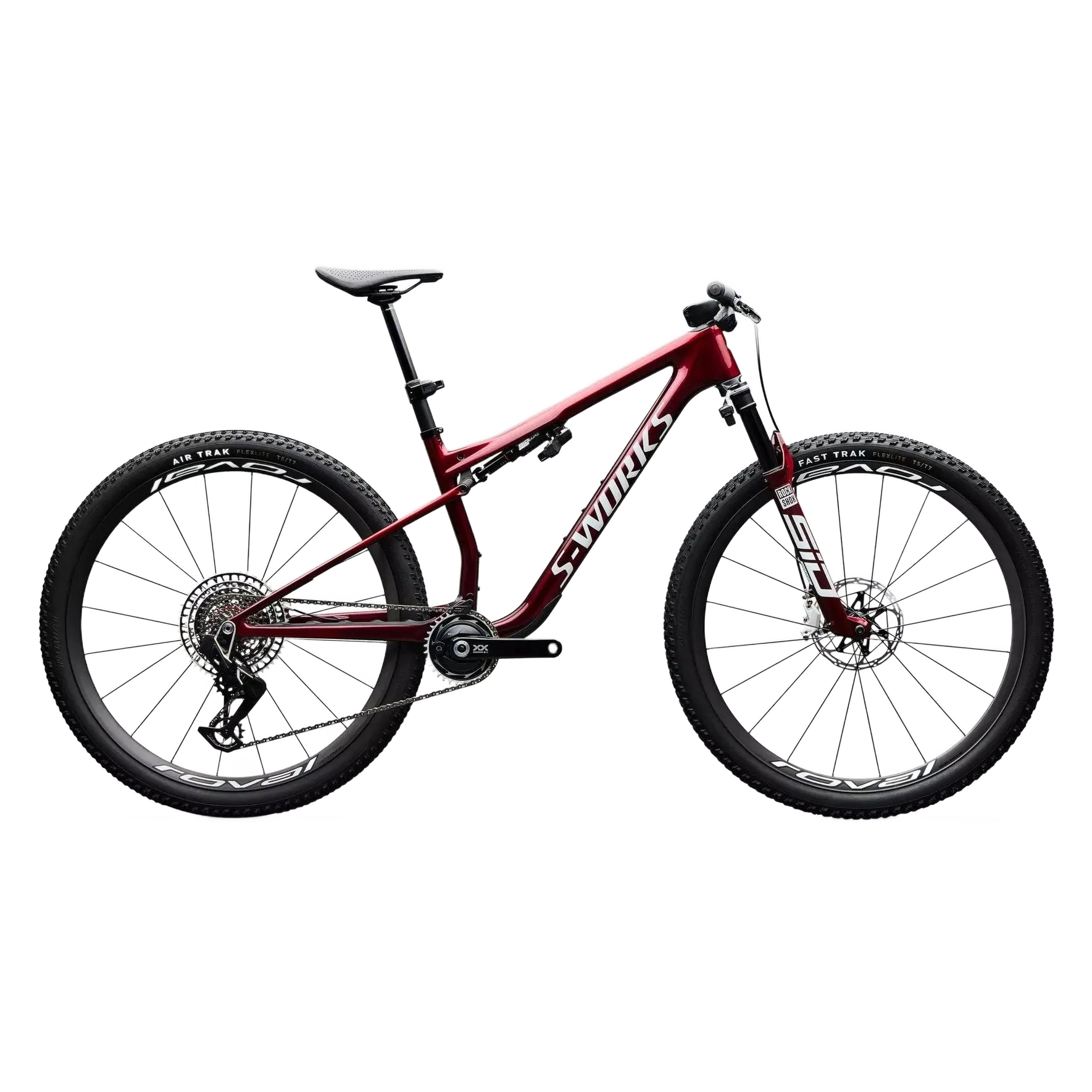 SPECIALIZED S-Works Epic 9 Complete MTB - Gloss Red Tint Over Red Reflex Pearl Edge Fade / Metallic White Silver
