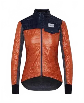 CAFE DU CYCLISTE Albertine Women Thermal Jacket - Orange/Navy-Jackets-3700955356456