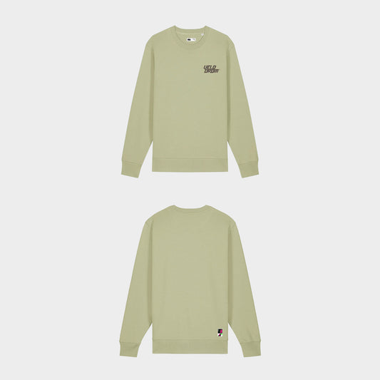 VELODROM Casual Vyšívaná Mikina s Logem - Pale Green / Off Pale Green