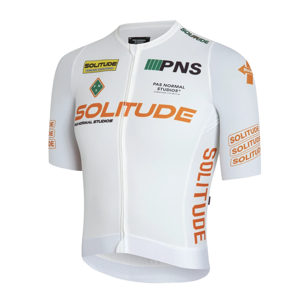 PAS NORMAL STUDIOS Solitude Logo Jersey SS23 - White – Velodrom CC PAS NORMAL STUDIOS Solitude Logo Jersey SS23 - White – Velodrom CC