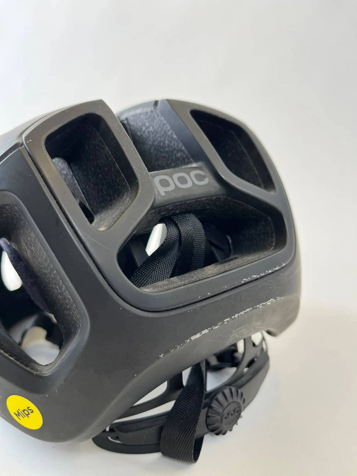 POC Ventral Air MIPS Cycling Helmet Second Life - Uranium Black Matt, rear with scratches