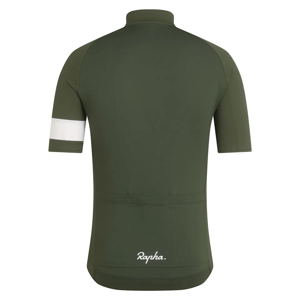 RAPHA Core Lightweight Jersey - KGW Deep Olive Green/ White RAPHA Core Lightweight Jersey - KGW Deep Olive Green/ White