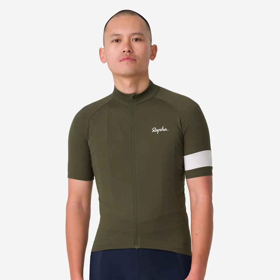 RAPHA Core Lightweight Jersey - KGW Deep Olive Green/ White RAPHA Core Lightweight Jersey - KGW Deep Olive Green/ White