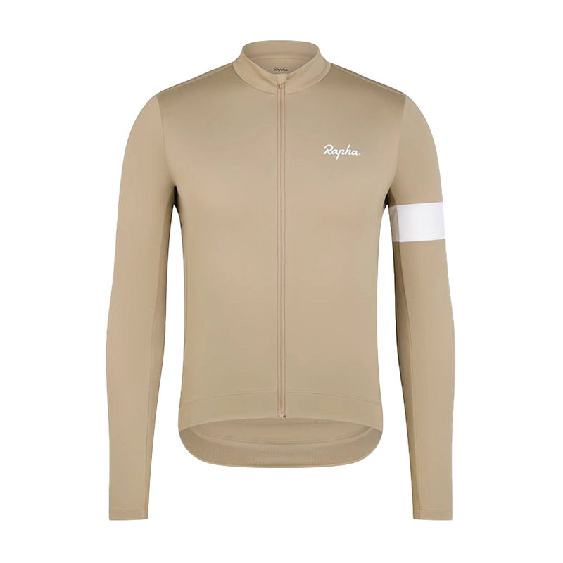 RAPHA Core Thermal Long Sleeve Jersey - THW Tan/White | Velodrom