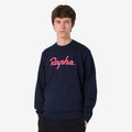 RAPHA Cotton Sweatshirt Large Logo - DNP Dark Navy/High-Vis Pink-Velodrom