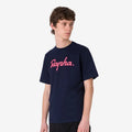 RAPHA Cotton T-Shirt Large Logo - DNP/Dark Navy/Hi Vis Pink-Velodrom